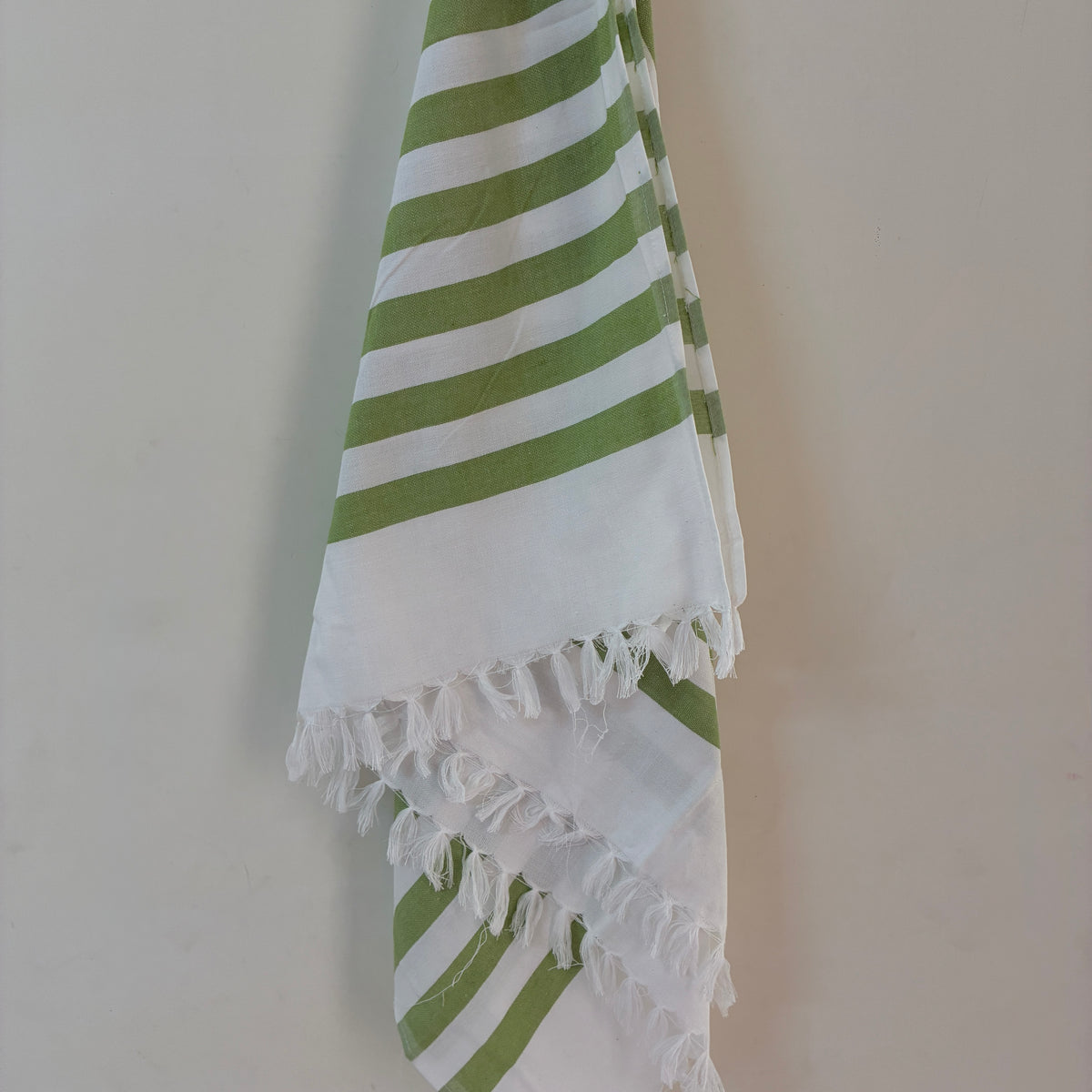 Green Stripes Cotton Bath Towels
