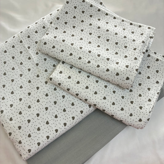 Grey Little Hearts King Size Cotton Bedspread 100x110 in