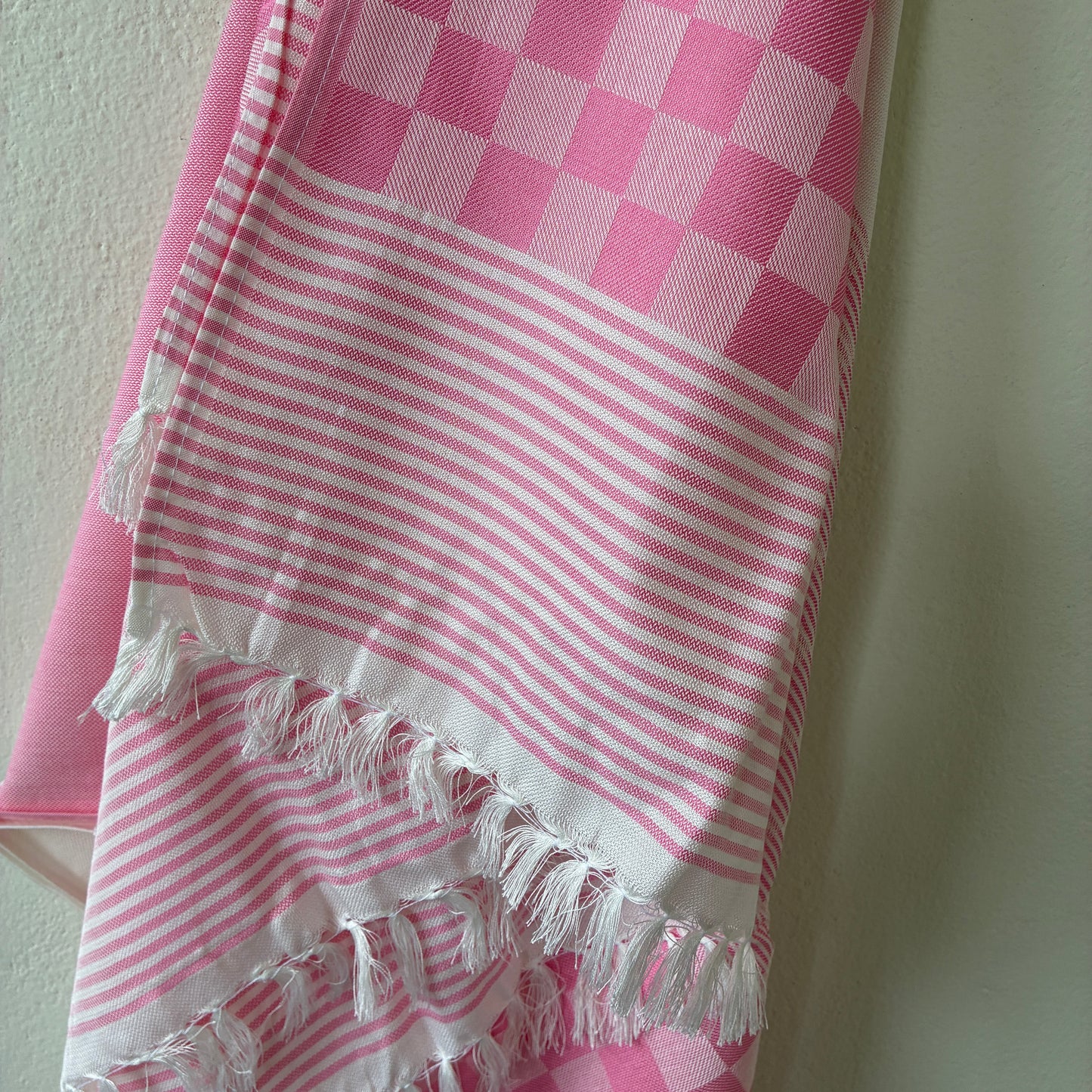 Pink Checks Bamboo Bath Towels