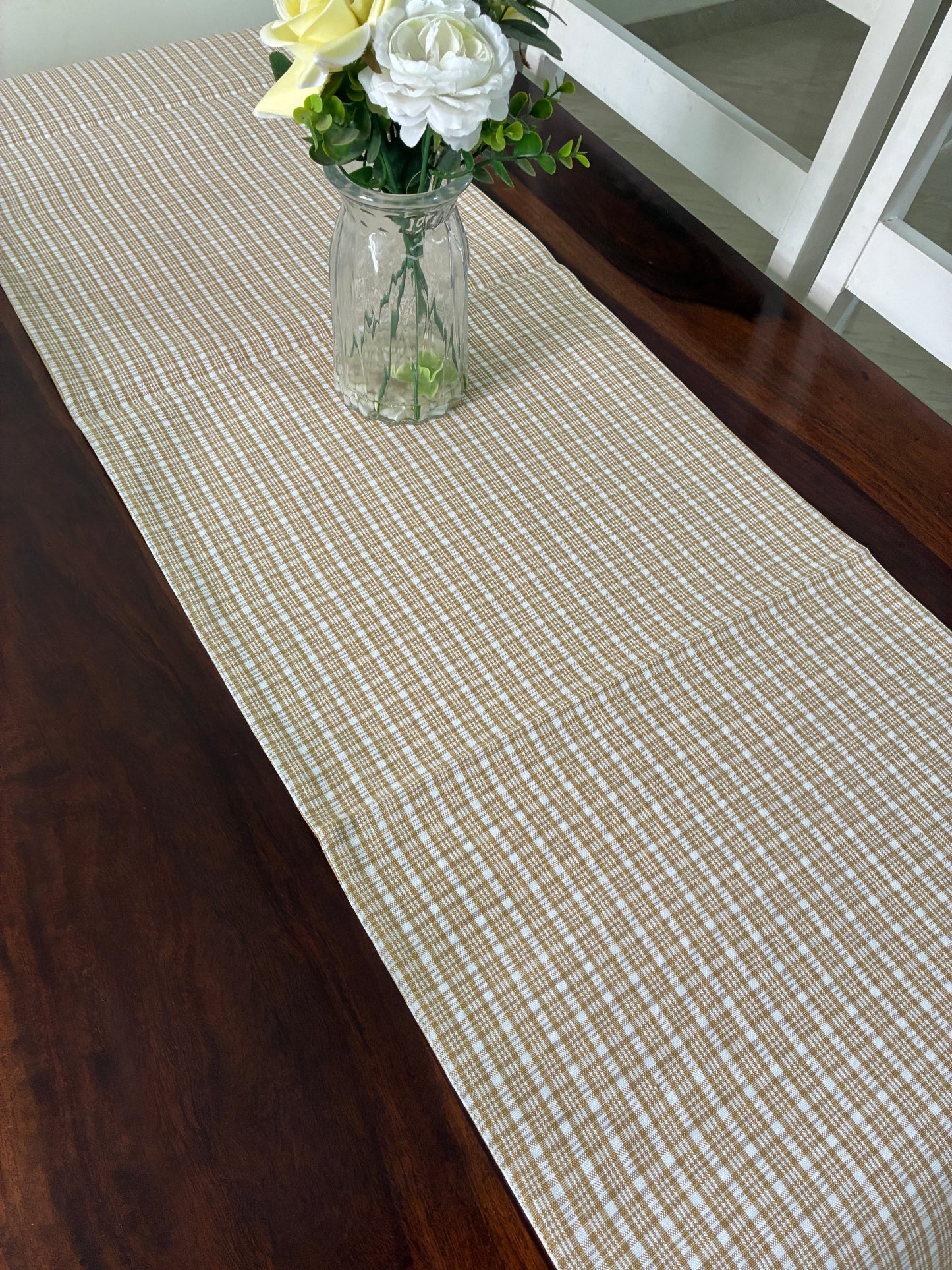 Brown Motif Reversible Table Runner 5.5 ft  long