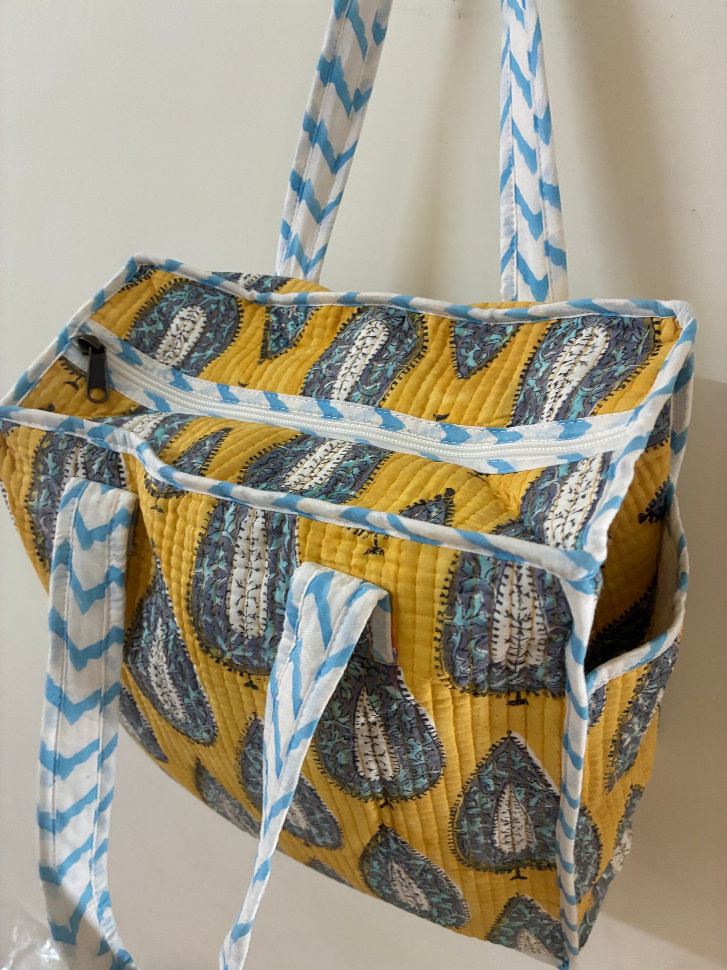 Quilted Waterproof Mini Tote / Lunch Bag with Zip Closure