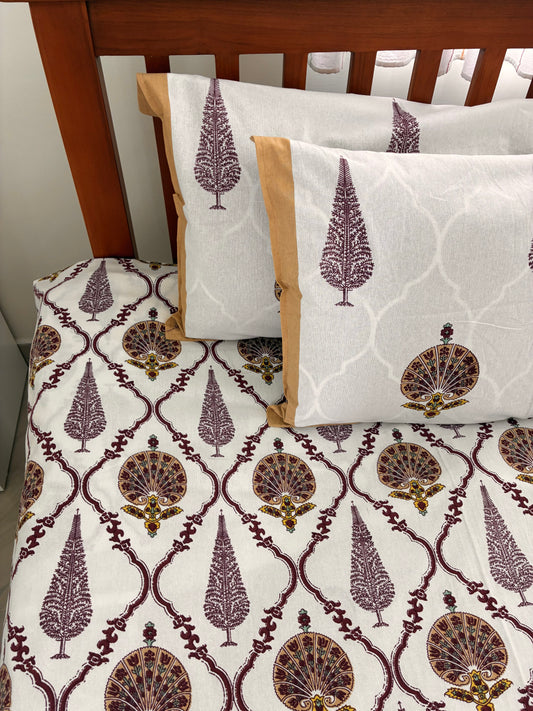 Premium Motif Print King Size Cotton Bedspread 108 x 108 in