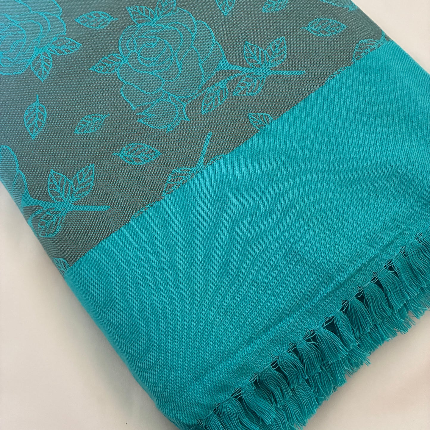 Blue Rose in Graphite Double Size Cotton Blanket