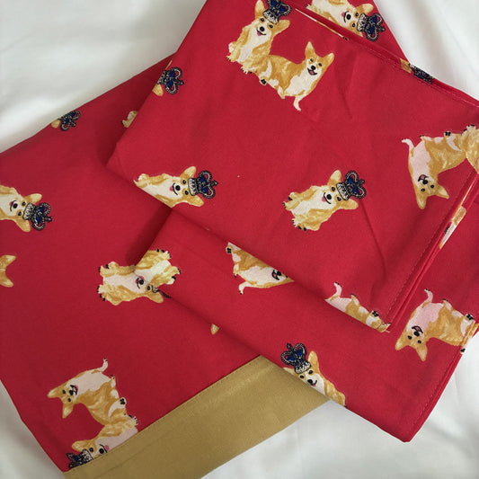 Red Dogs Cotton Bedspread with 2 Pillow Covers 70 x 90 in