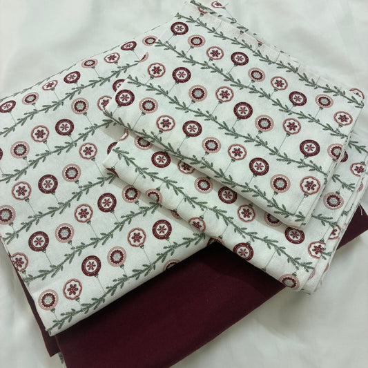 Christmas Print King Size Cotton Bedspread 100x110 in