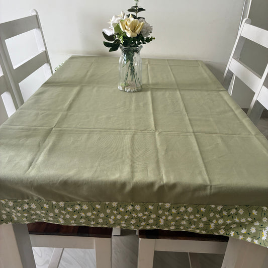 Plain with Floral Border 4 Seater Table Covers