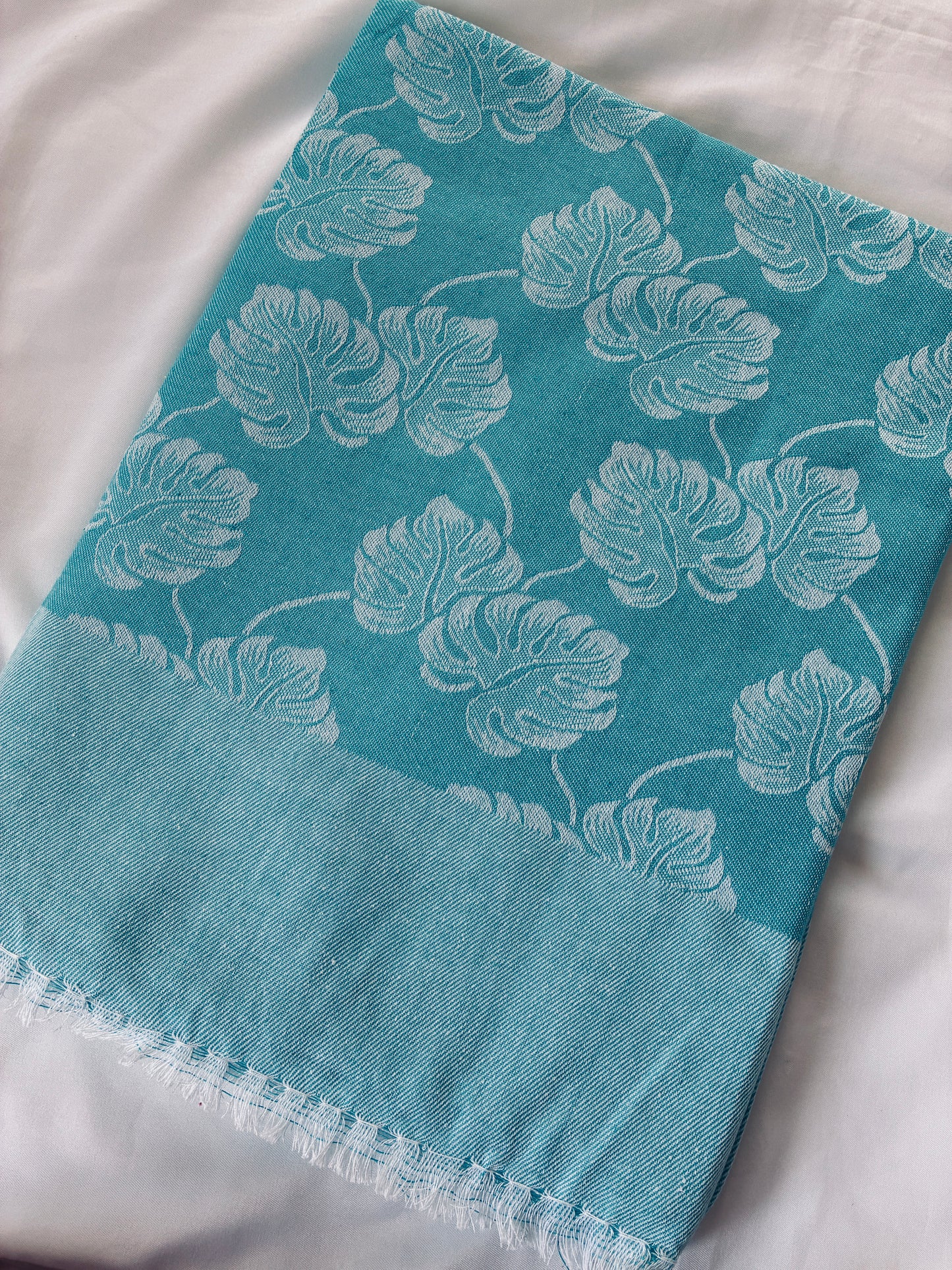 Blue Monstera Leaf  Single Size Blanket / Throw