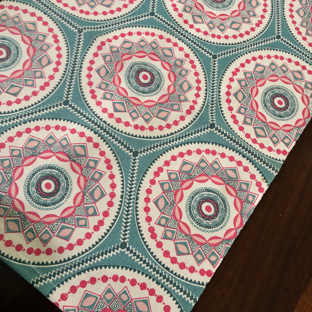 Teal Mandala Table Runner 3 ft long