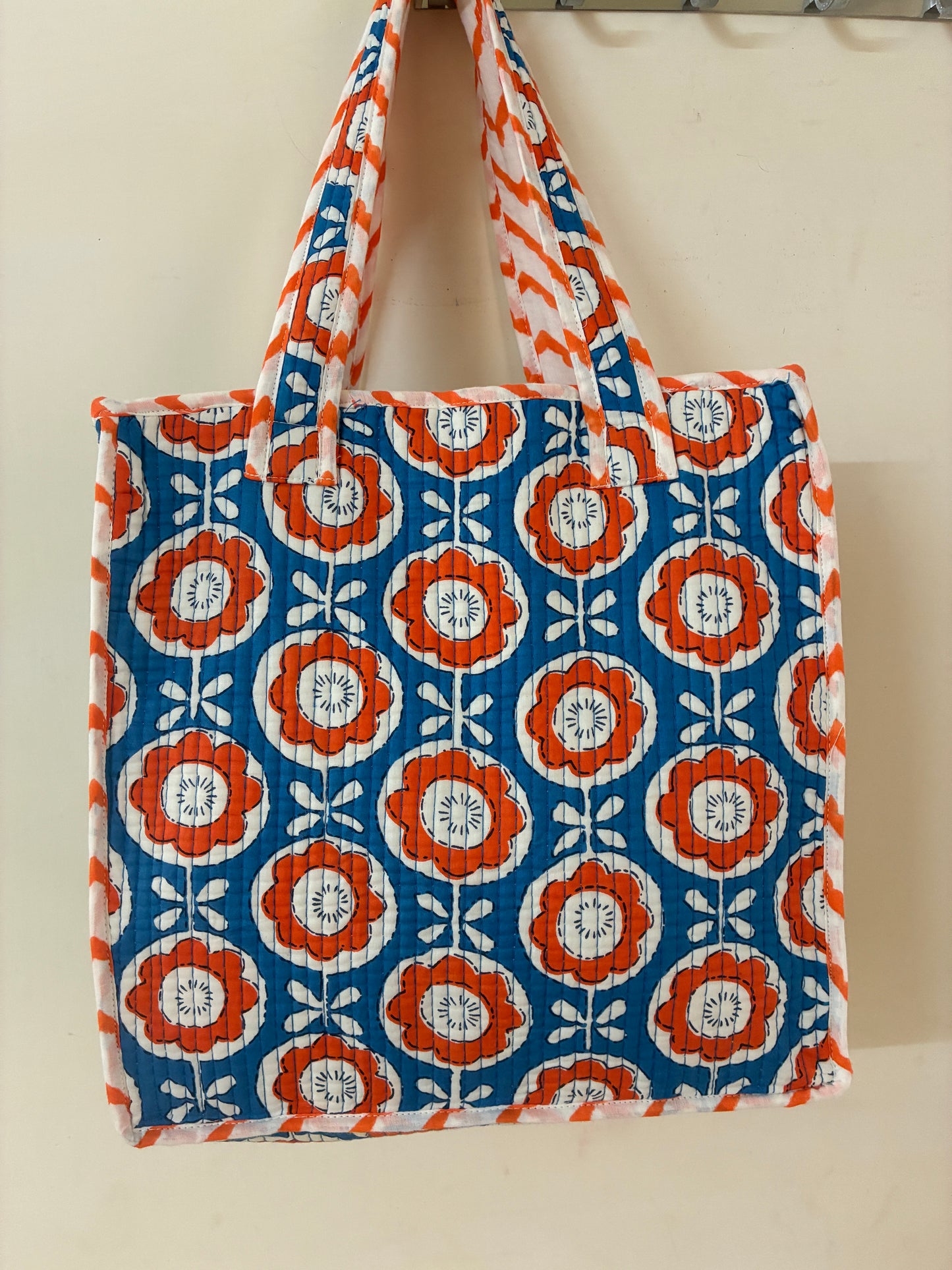 Quilted Waterproof Mini Tote / Lunch Bag with Zip Closure