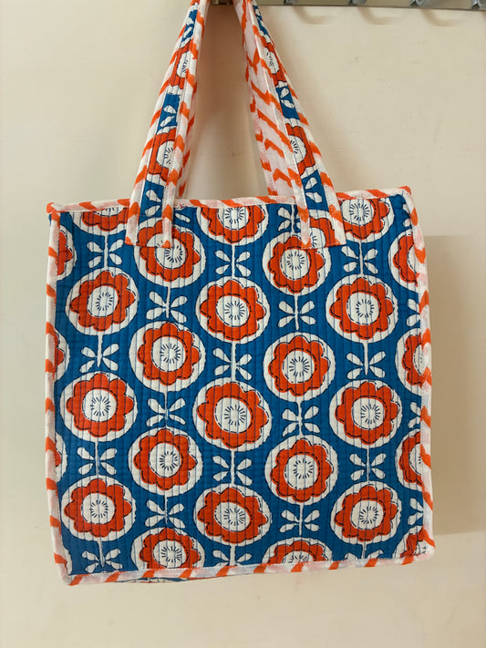 Quilted Waterproof Mini Tote / Lunch Bag with Zip Closure