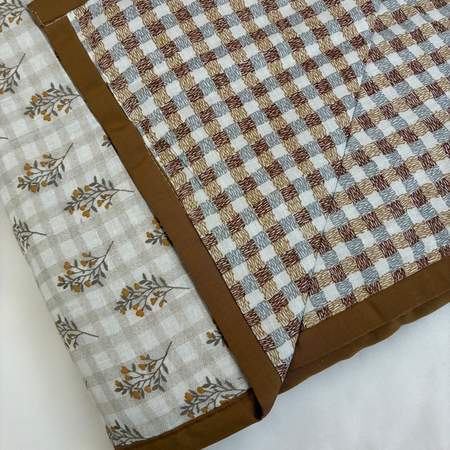Brown Floral Single Size Cotton Dohar