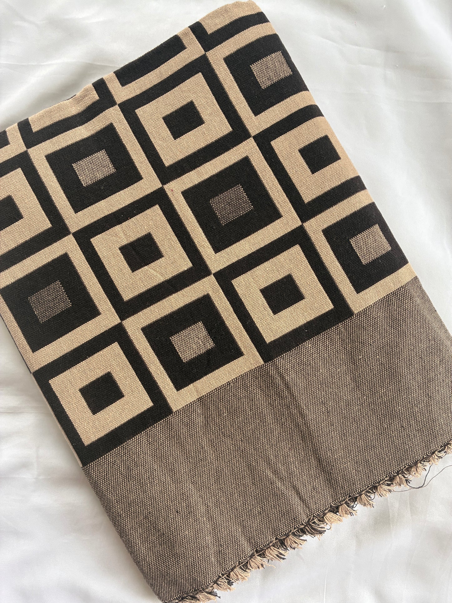 Thick Black Cotton Blanket / Throw