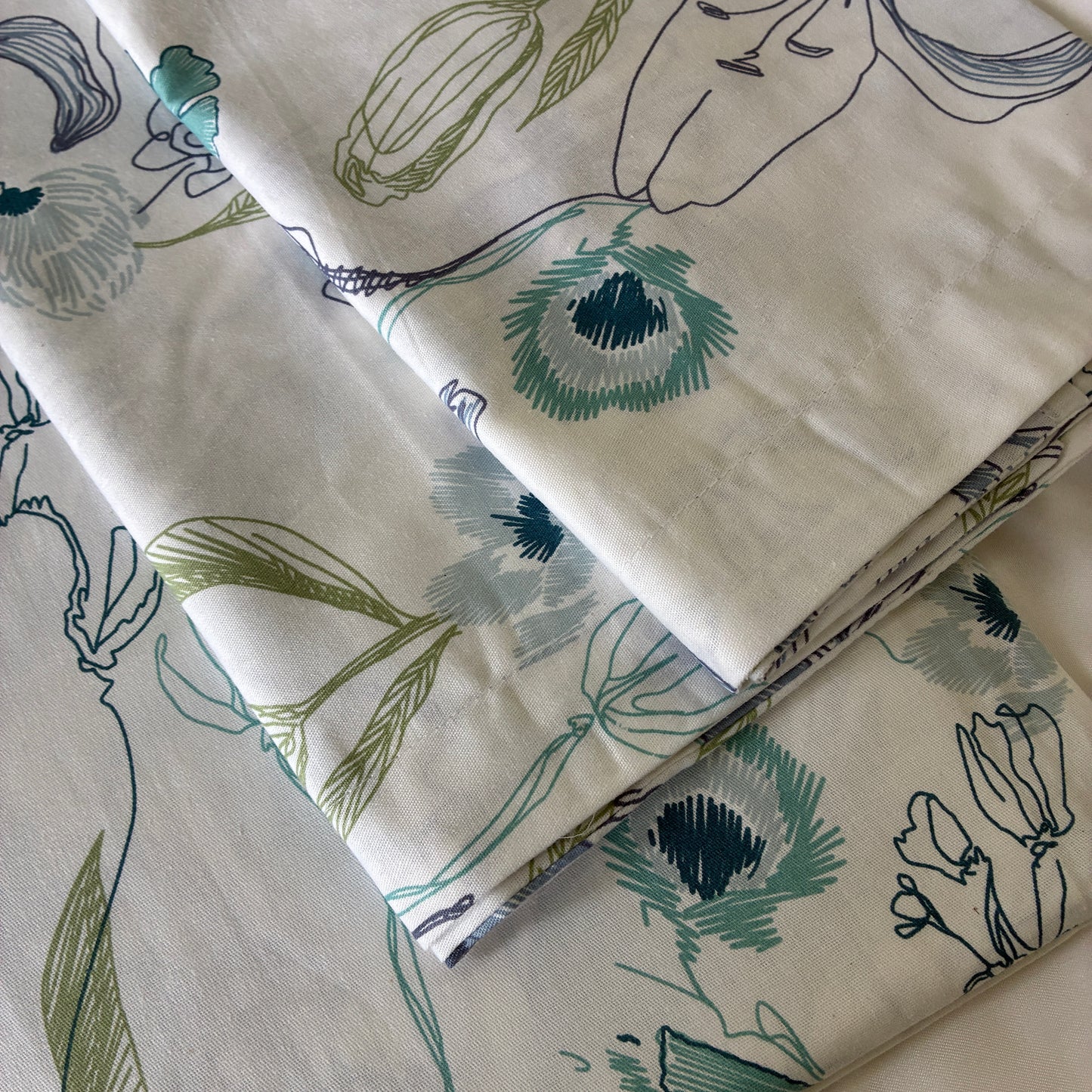 300 TC Blue Floral King Size Cotton Bedspread 108x108 inches