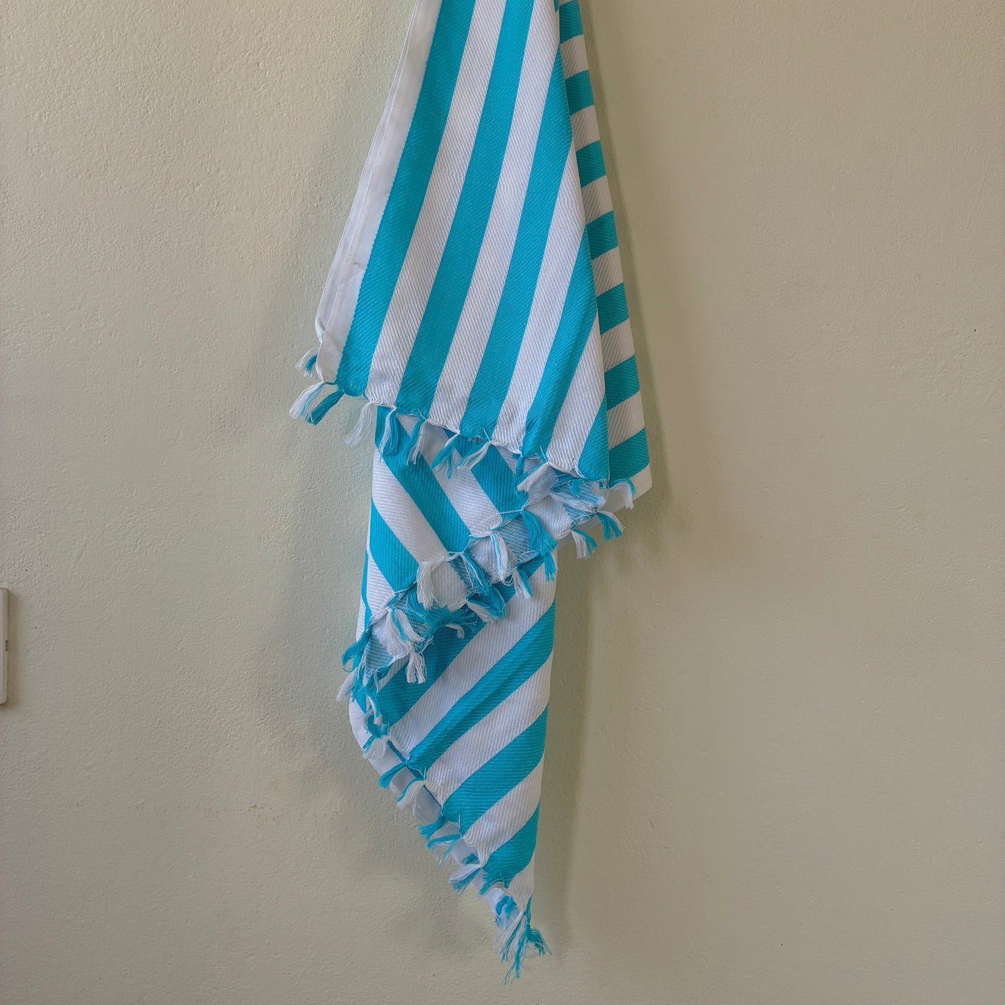 Aqua Blue Stripes Cotton Bath Towels