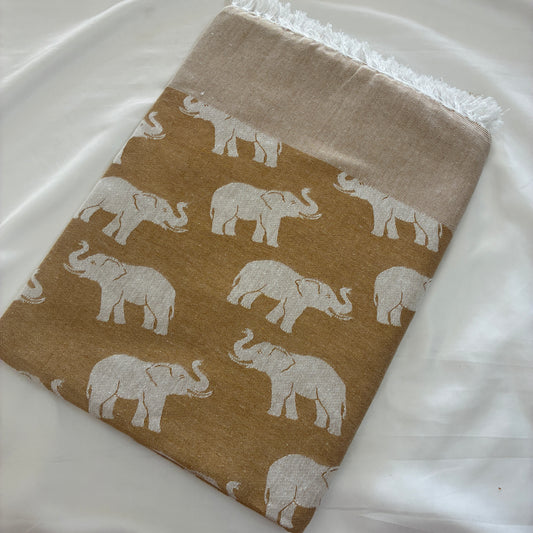 Brown Elephant Blanket/ Throw
