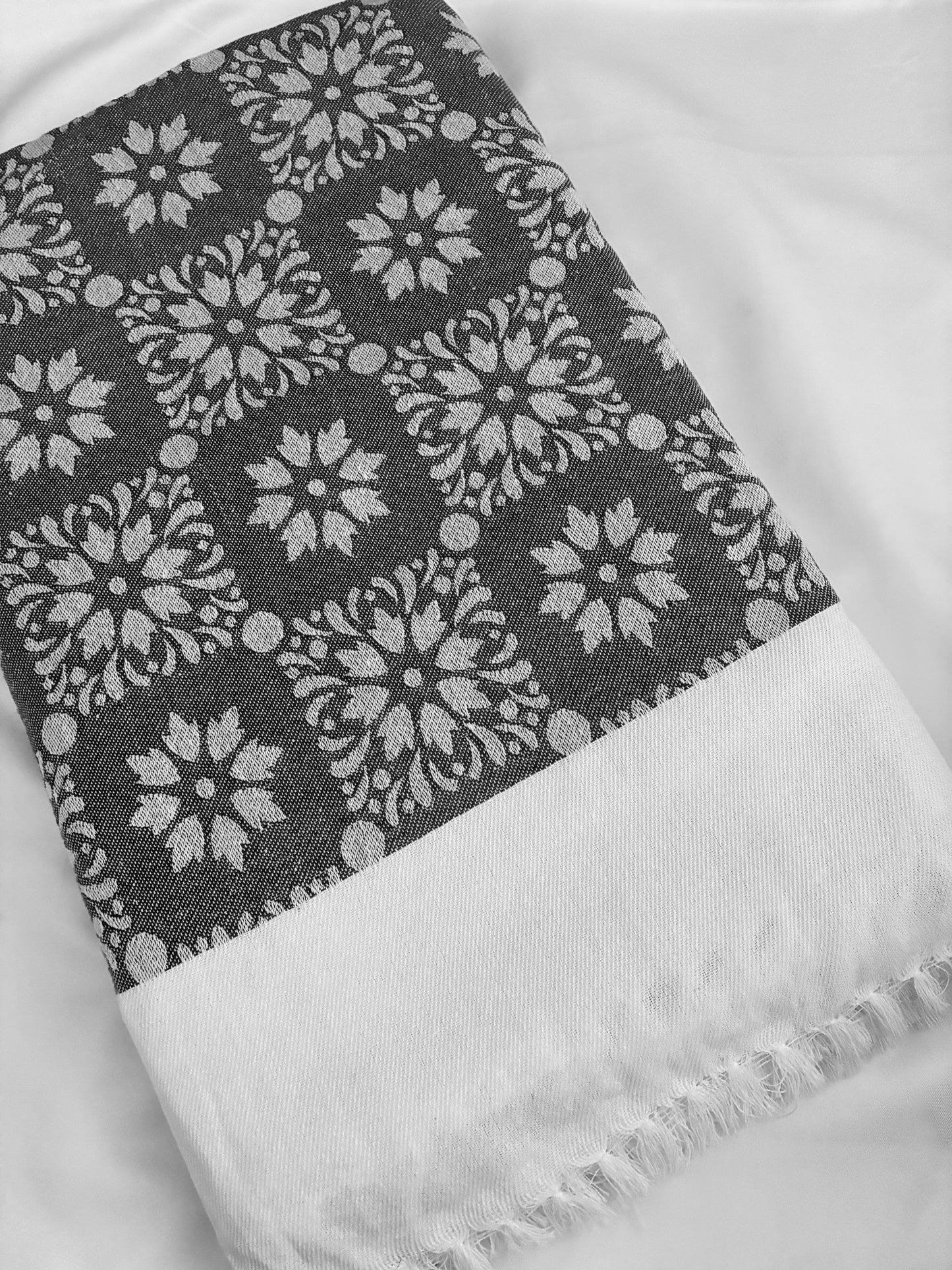 Charcoal Floral Double Size Cotton Blanket