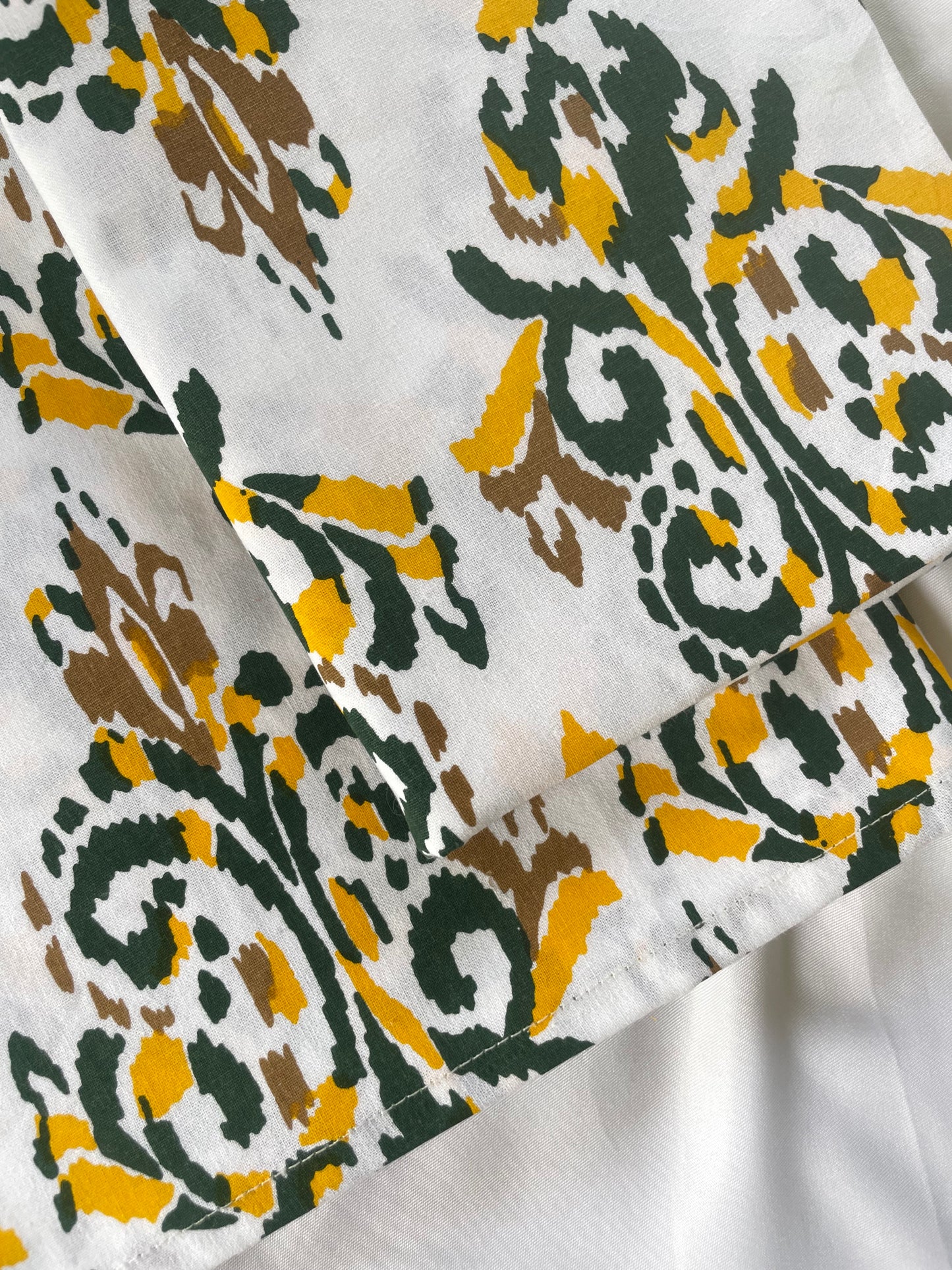 Green Motif Single Size Cotton Bedspread with 1 Pillow Cover 60 x 90 in