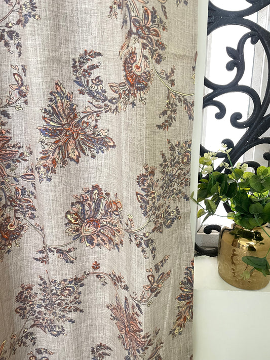 Floral Print Cotton Curtains