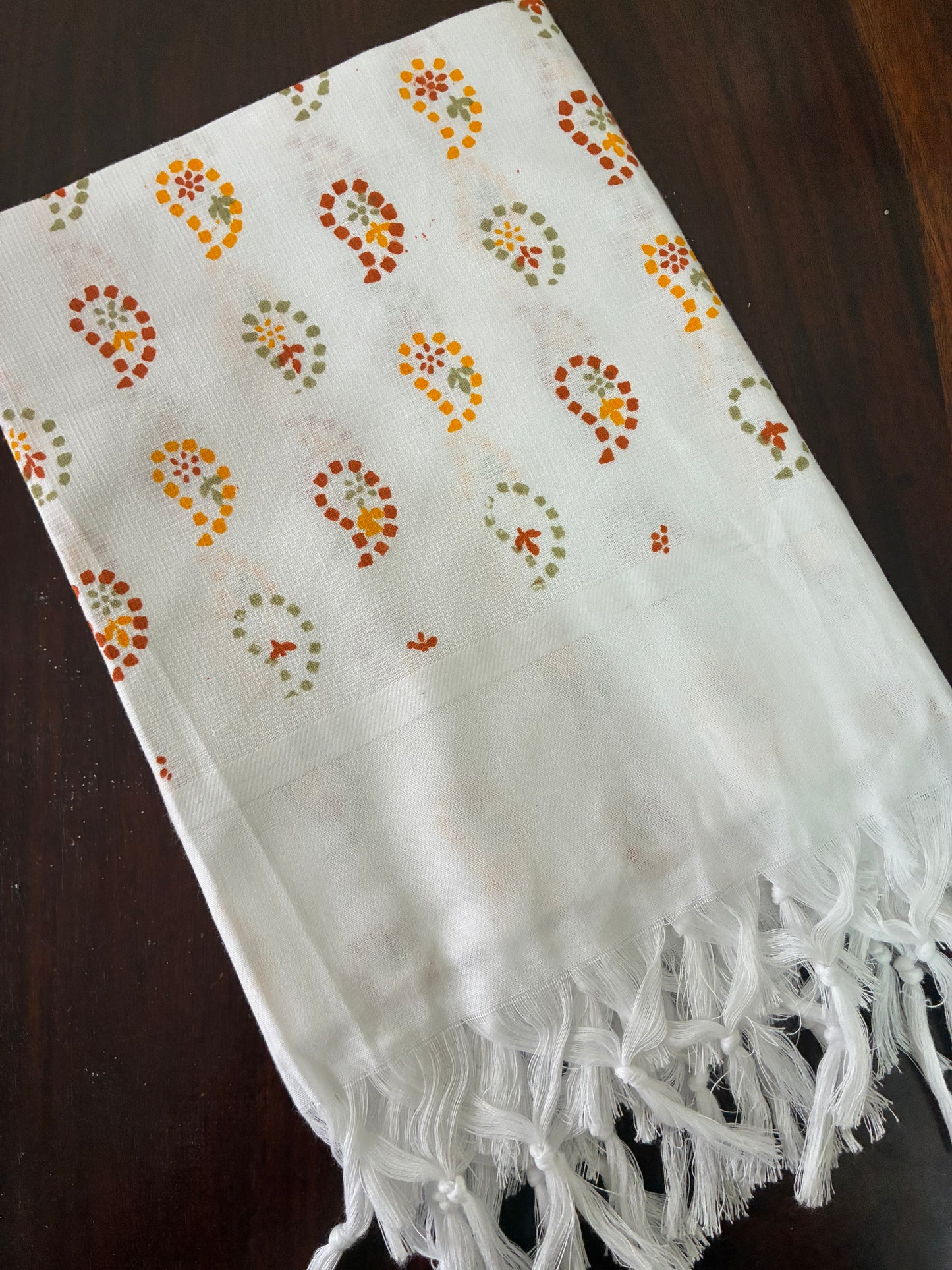 White floral Cotton Bath Towels