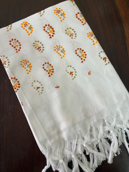 White floral Cotton Bath Towels