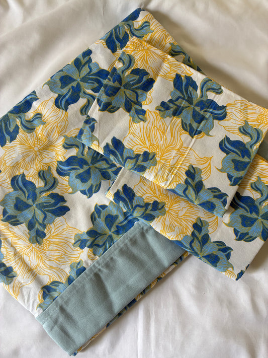 Blue Floral Queen Size bedspread 90x100 inches
