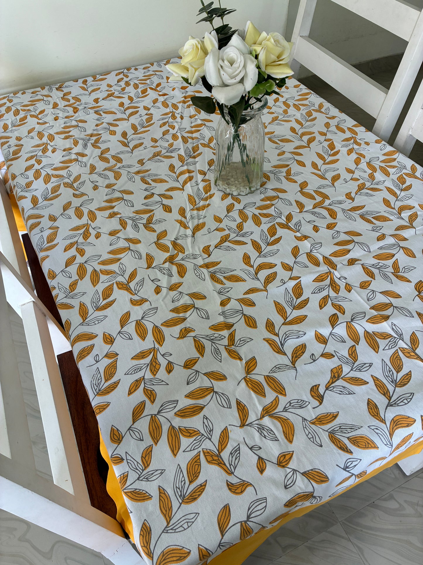 Yellow Leaf 6 Seater Table covers