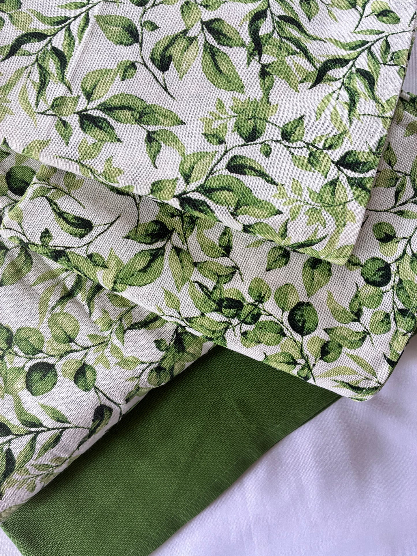 Green Leaves King Size Cotton Bedspread 100x110 in