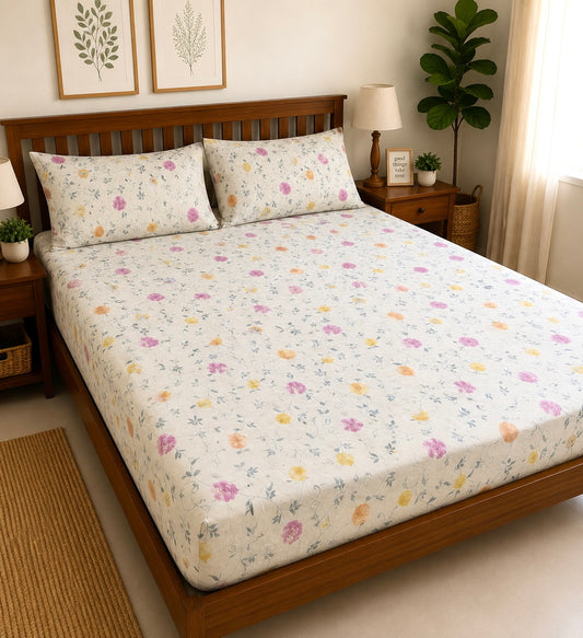 Rose Floral Fitted King Size Bedspreads  75x75x10 inches