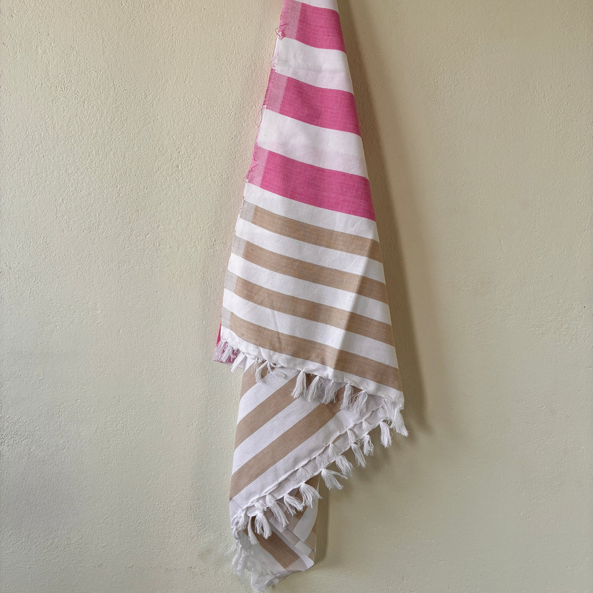Pink with Brown Stripes Cotton Bath Towels