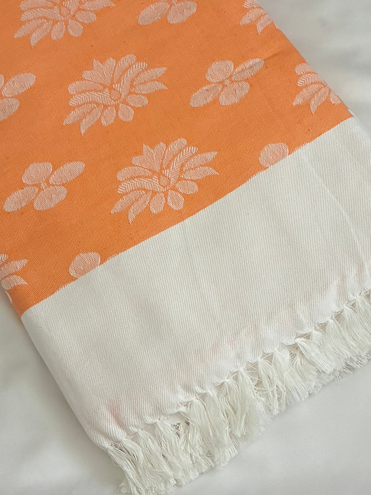 Orange Bloom Double Size Cotton Blanket