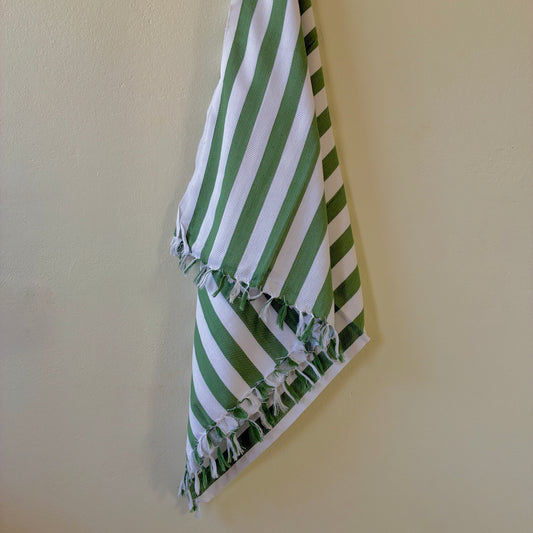 Green Stripes Cotton Bath Towels