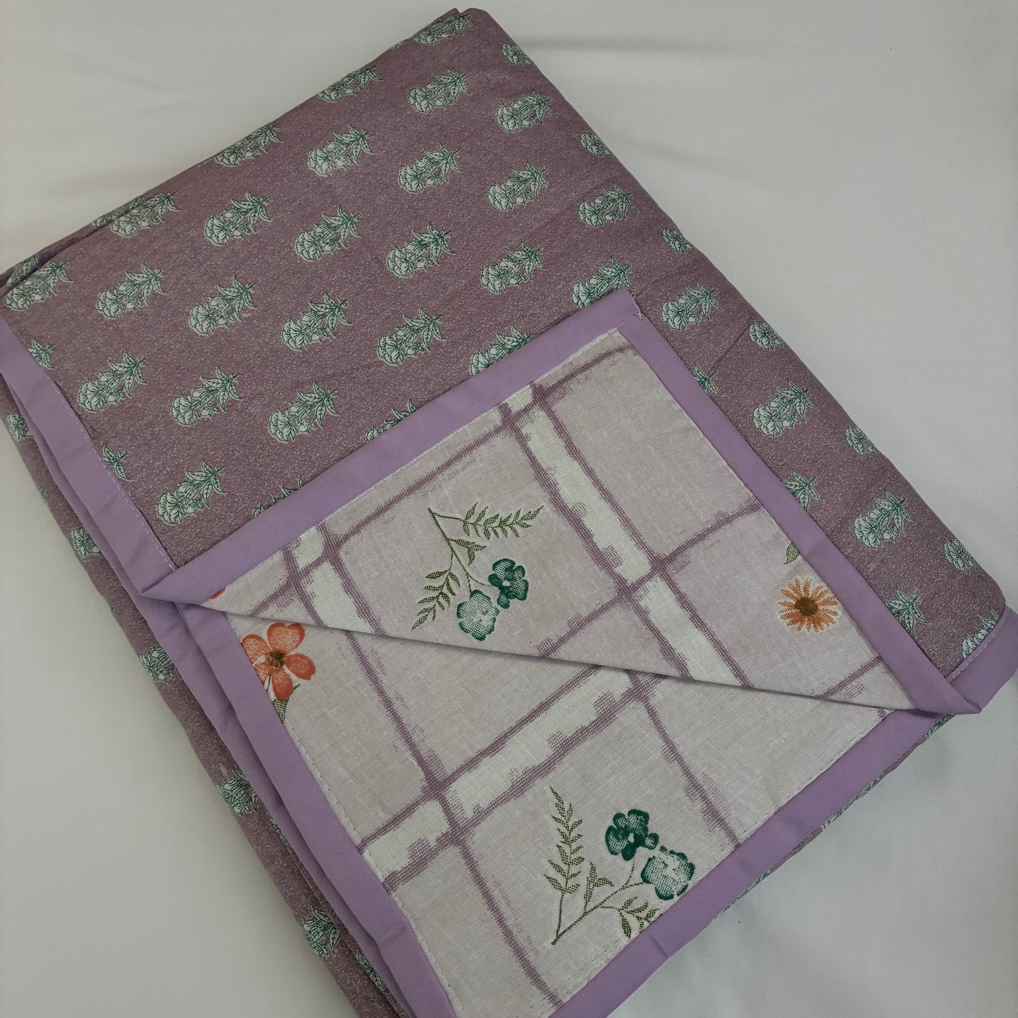Lavender Floral Single Size Cotton Dohar