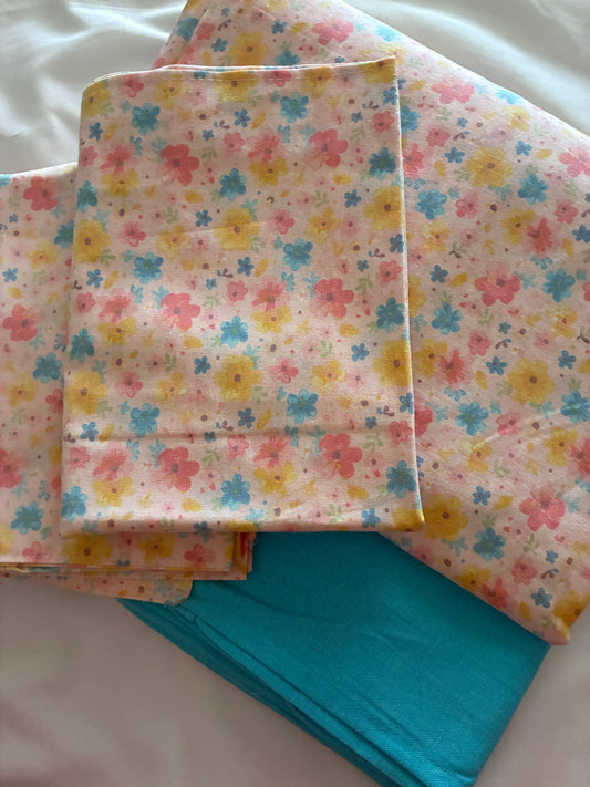 Colourful Floral King Size Cotton Bedspread 100x110 in