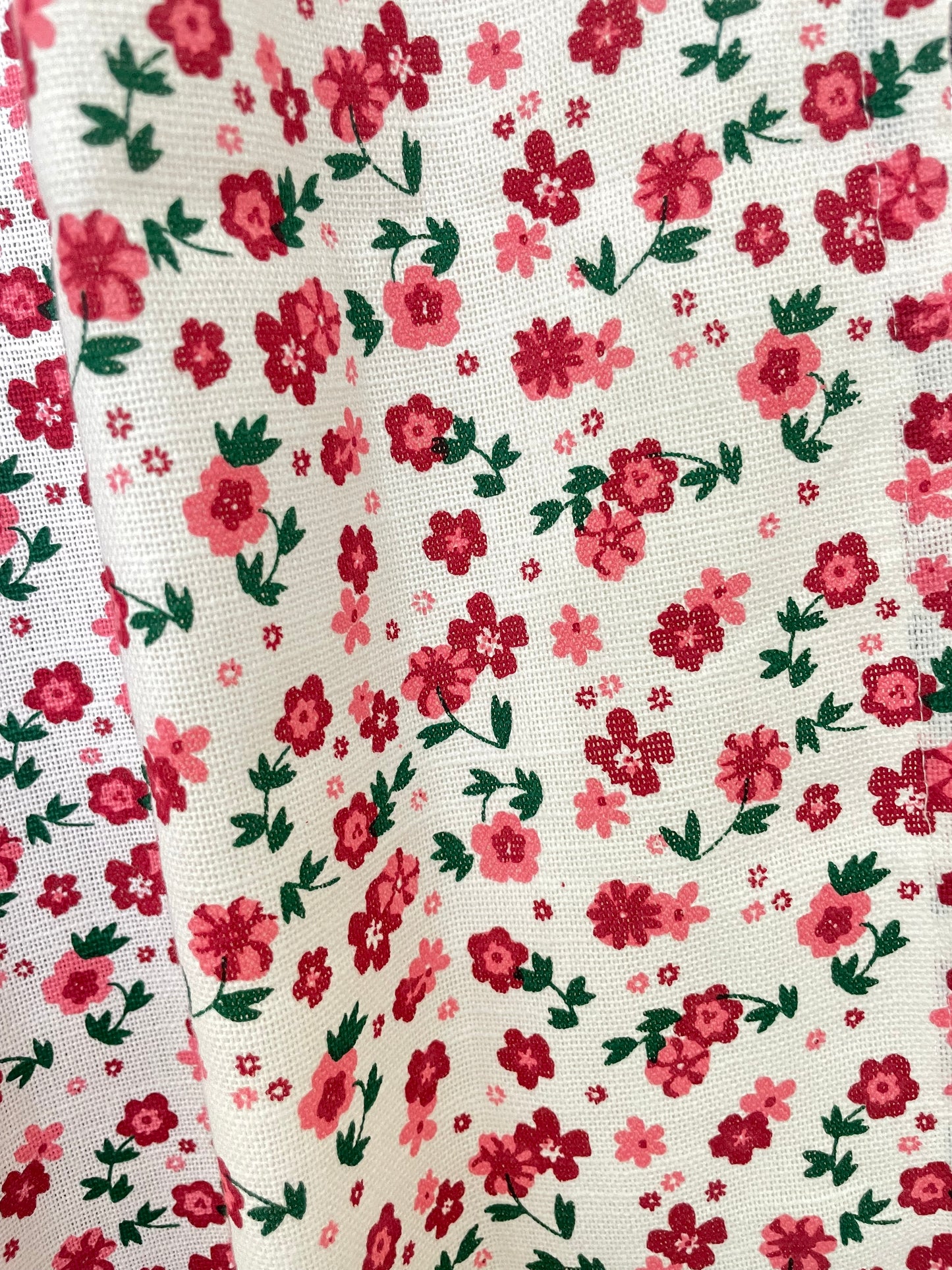 Red Floral Cotton Curtains