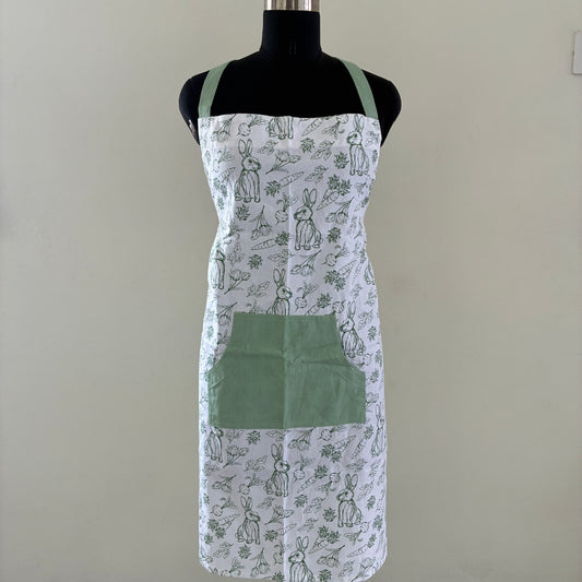 Rabbit Print Cotton Apron