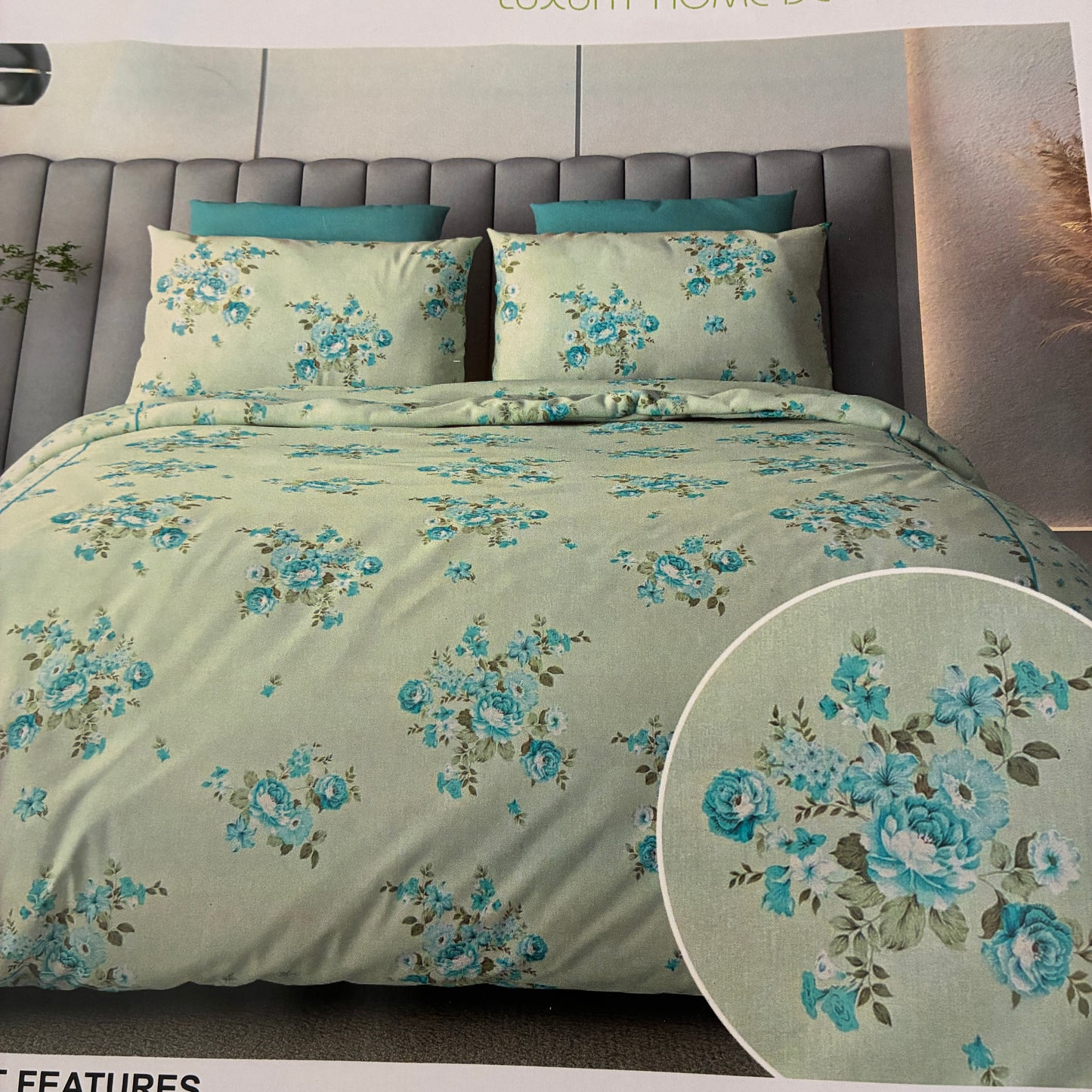 Blue Floral 300tc premium Queen bedspread 90x100 in(2 pillow covers)