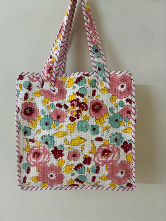 Quilted Waterproof Mini Tote / Lunch Bag with Zip Closure