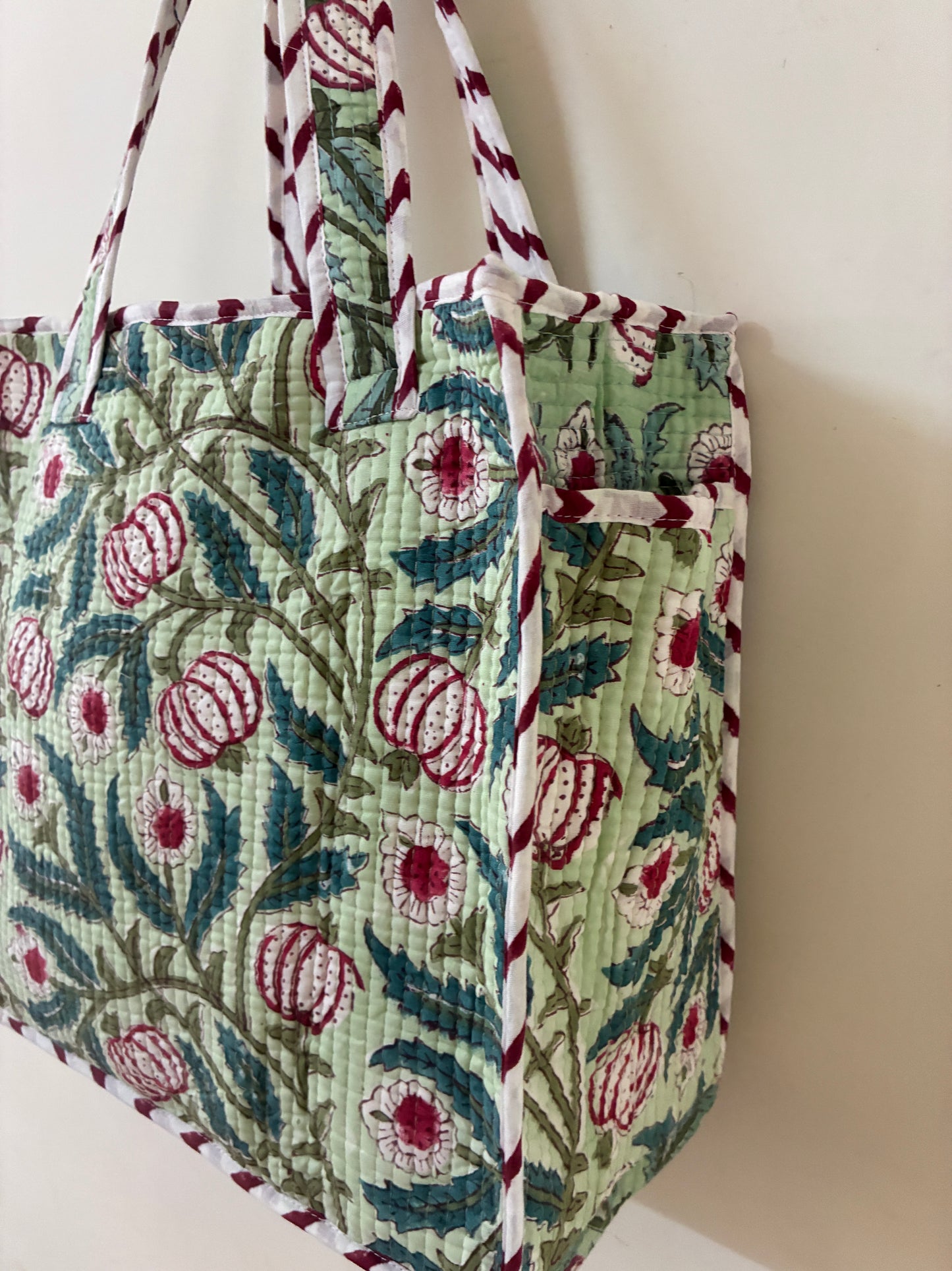 Quilted Waterproof Mini Tote / Lunch Bag with Zip Closure