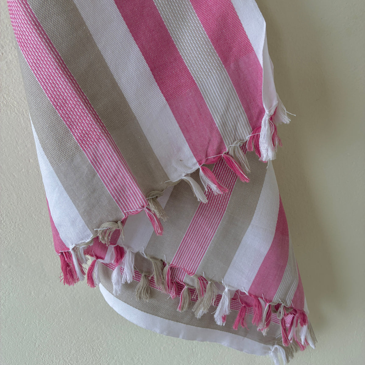 Pink & Grey Stripes Cotton Bath Towels