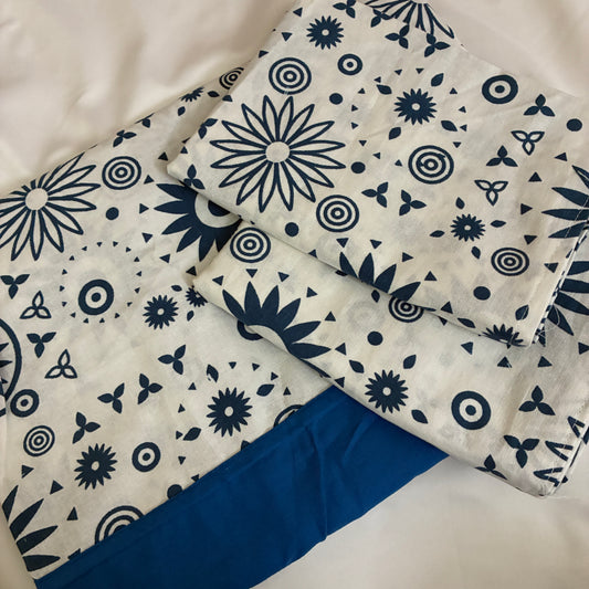 Blue Cotton Bedspread with 2 Pillow Covers 70 x 90 in