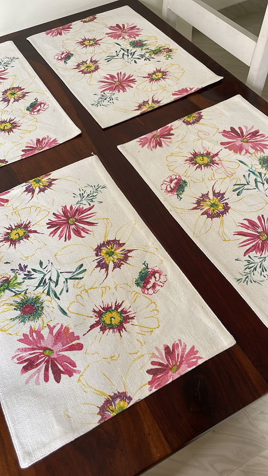 Floral Dining Table Mats ( Set Of 6 )