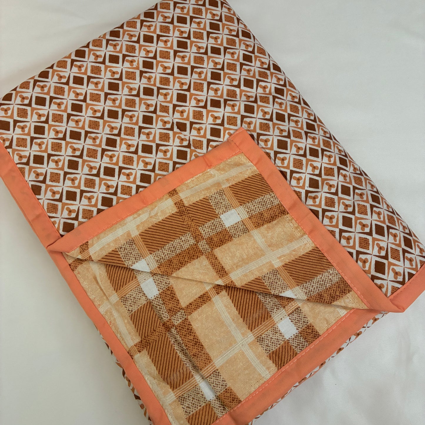 Orange Geometric Single Size Cotton Dohar