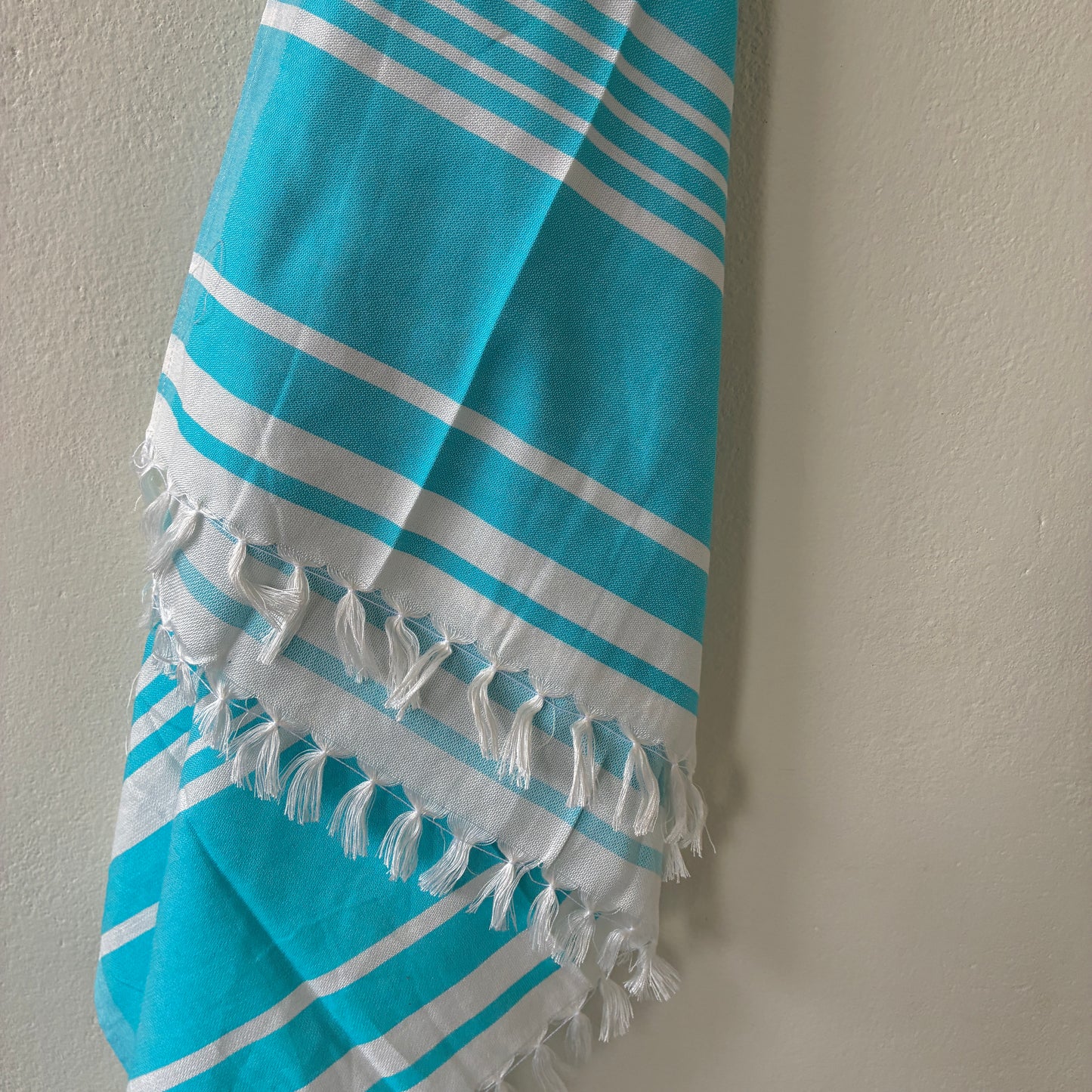 Aqua Blue Stripes Bamboo Bath Towels