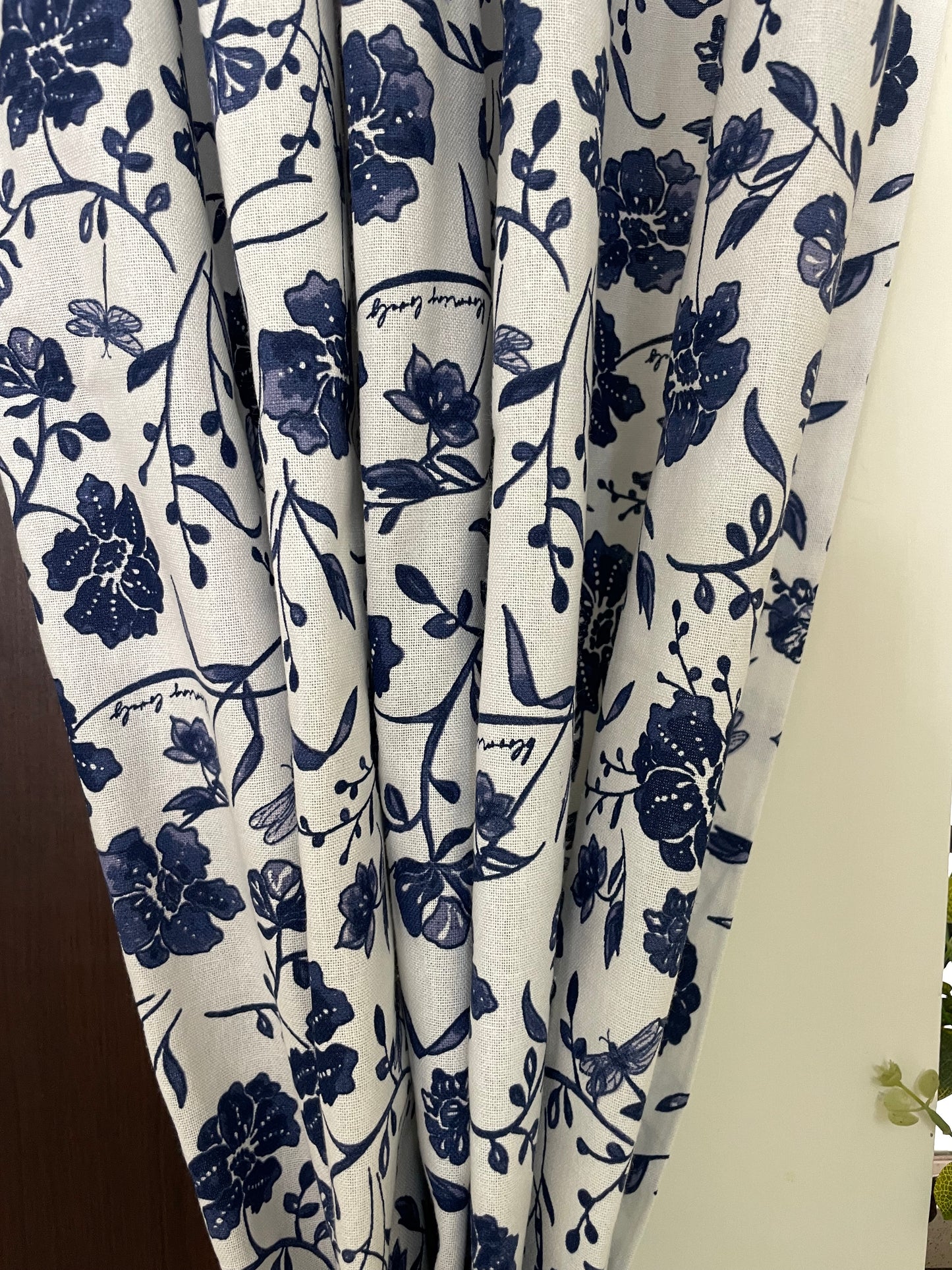 Blue Floral Cotton Curtains