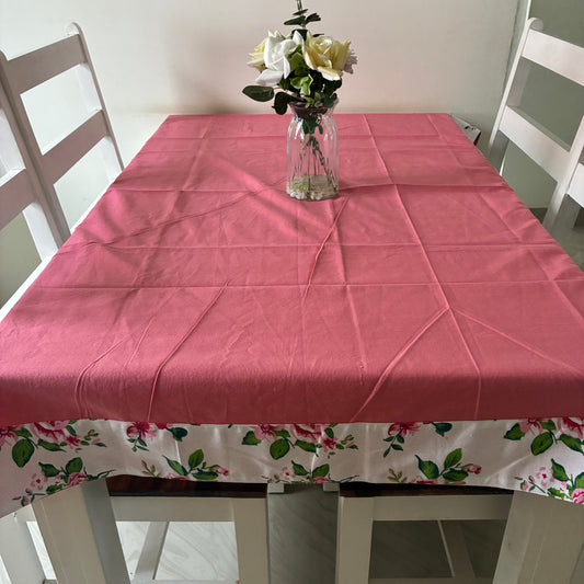 Plain with Floral Border 4 Seater Table Covers
