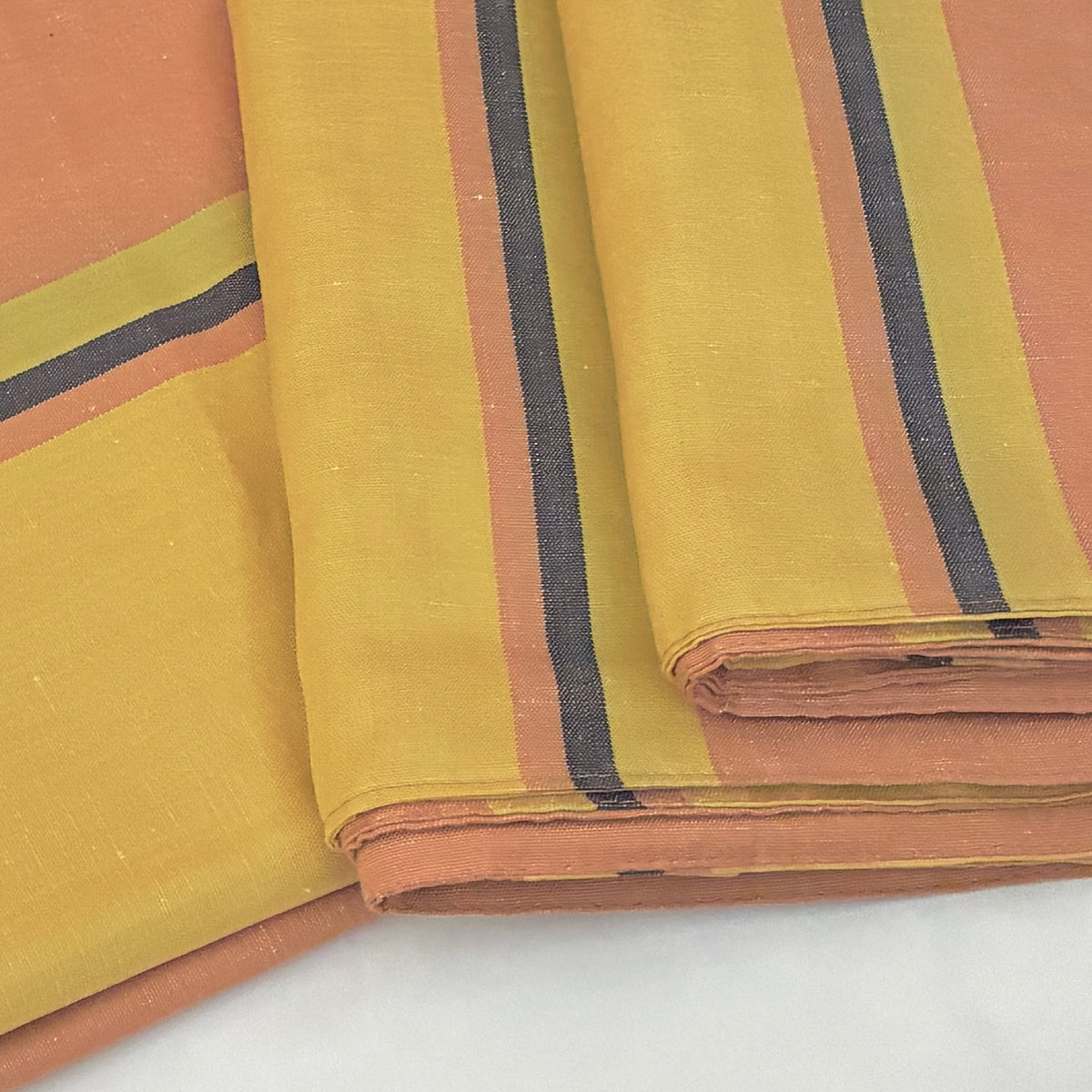 Yellow Stripes Single Size Cotton Bedspread with 2 Pillow Covers 60 x 90 in
