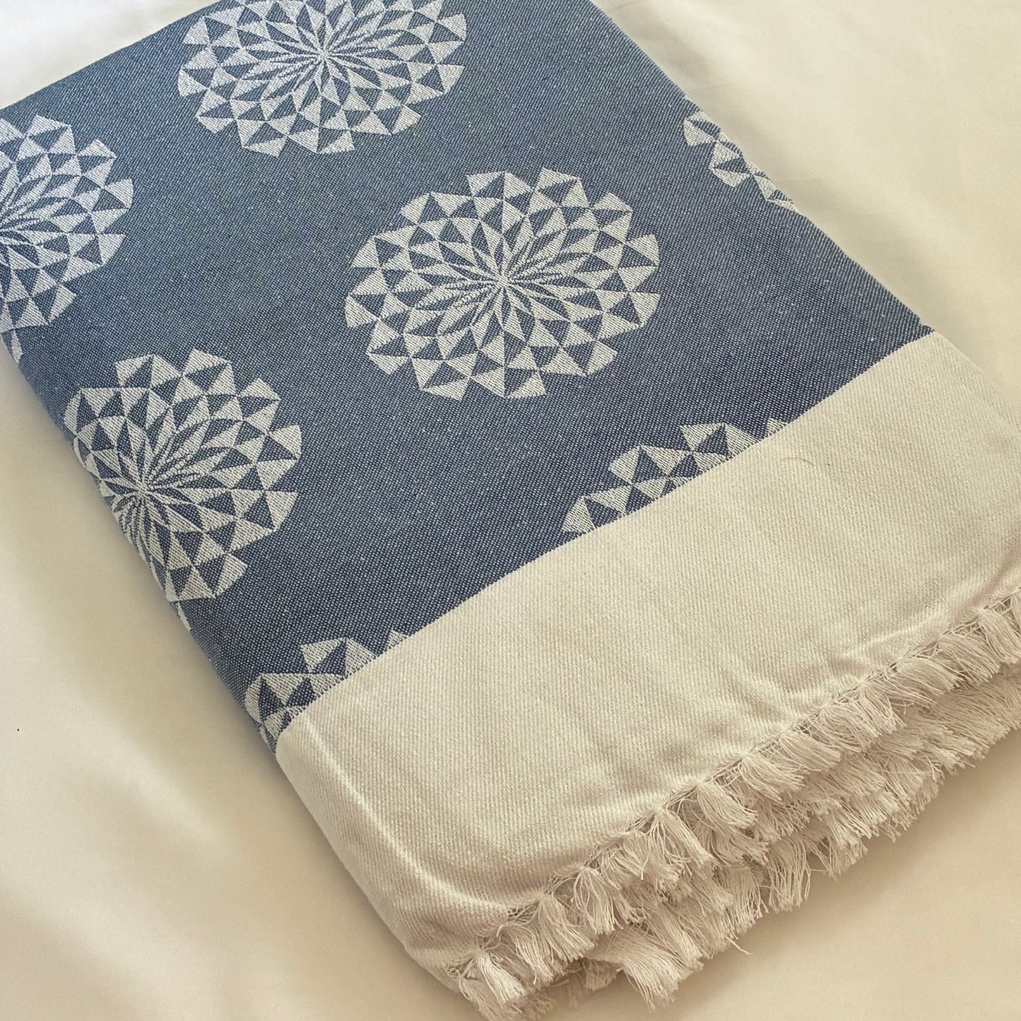 Blue Mandala Double Size Cotton Blanket
