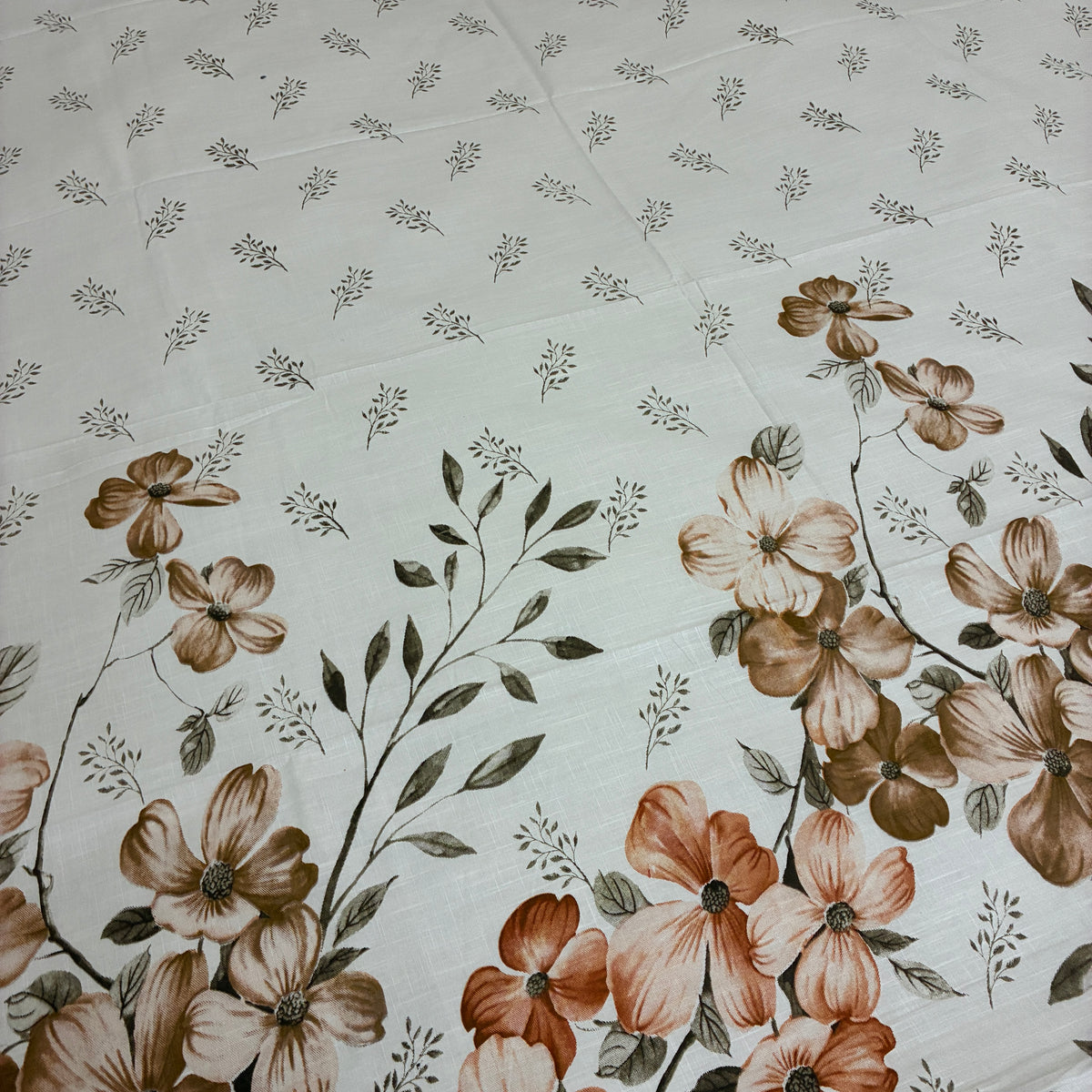 300 TC Brown Floral King Size Cotton Bedspread 108x108 inches