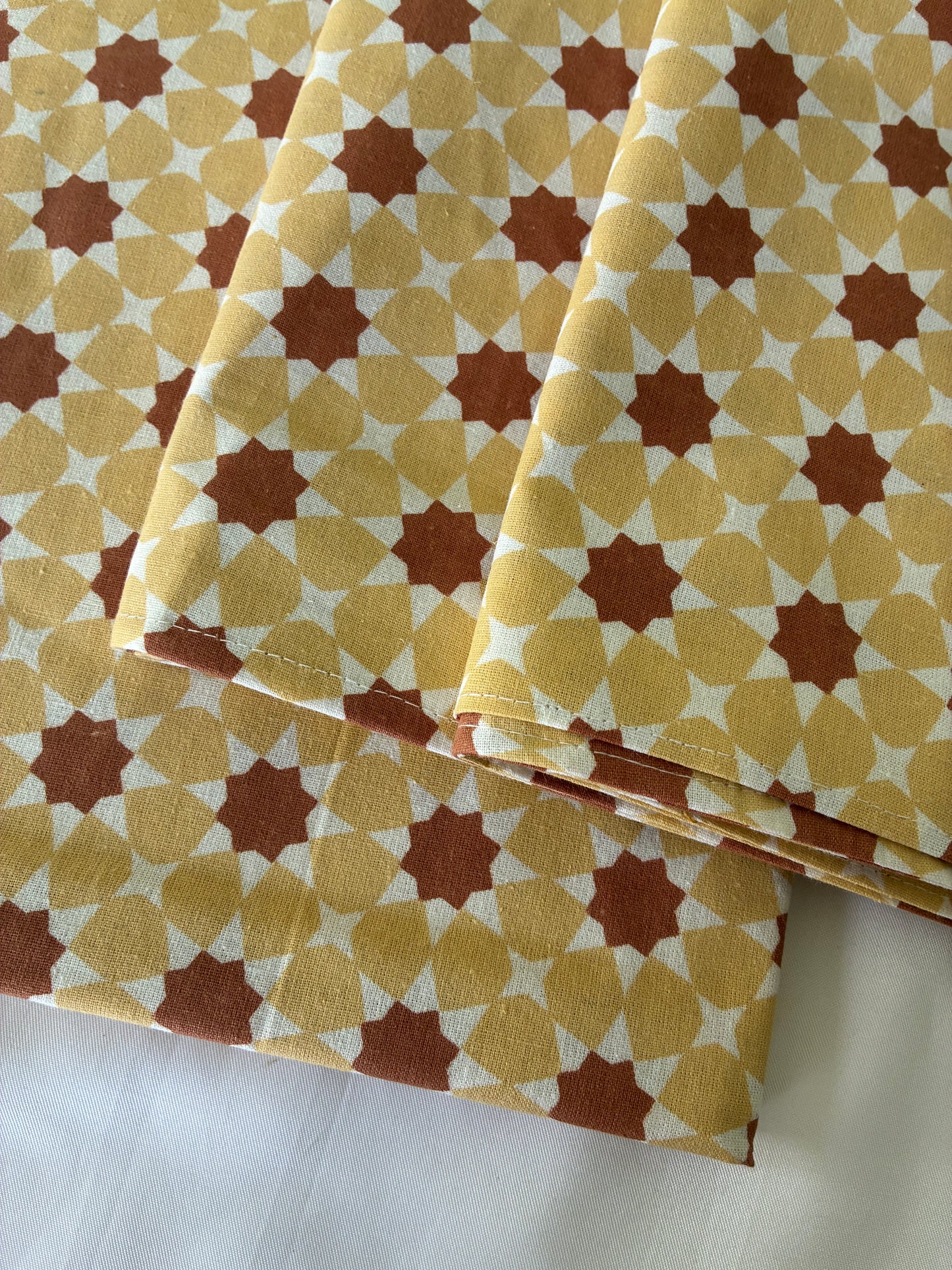 Mustard Floral Single Size Cotton Bedspread with 2 Pillow Covers 60 x 90 in