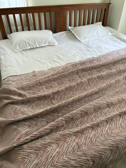 Brown Dual Tone Cotton  Blanket/ Throw